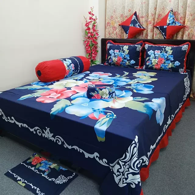 Multicolor Flower Design Bed Sheet Set