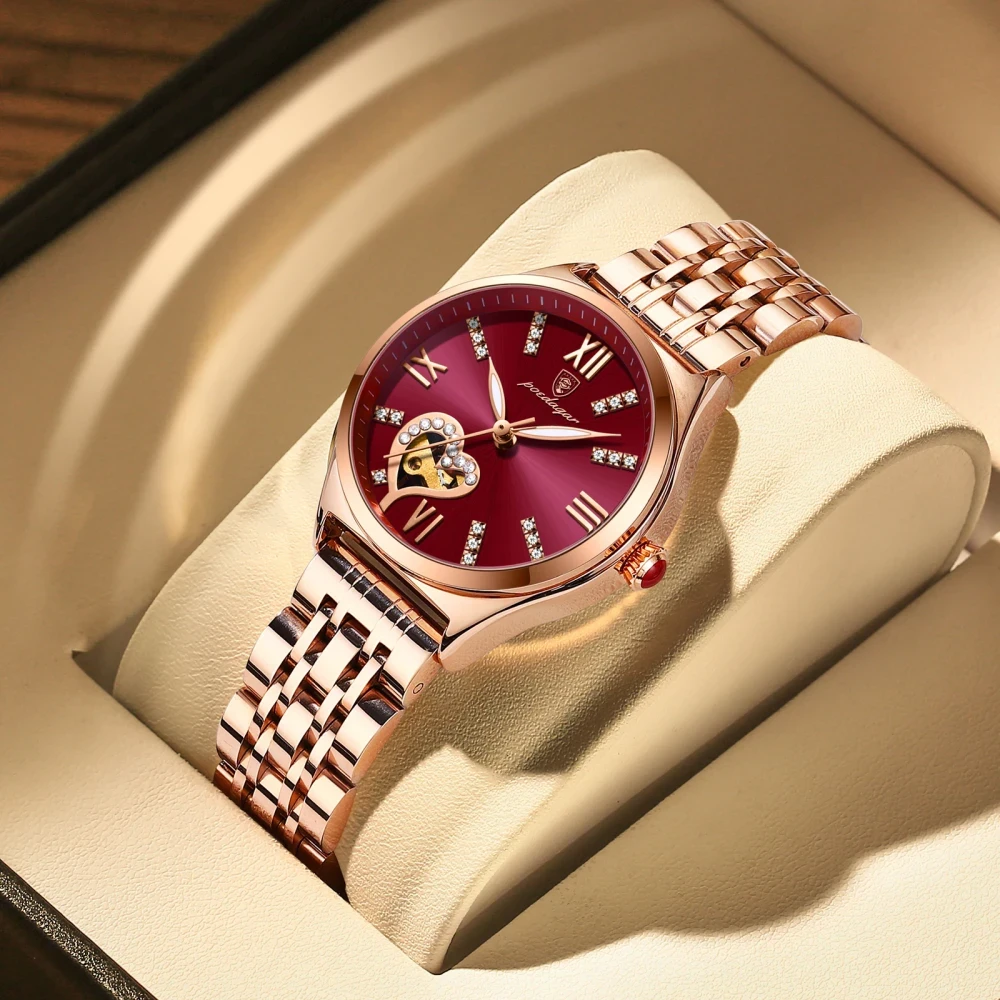 POEDAGAR women's Watch Fashion Luxury Stainless Stain Business Quartz Watches Waterproof Luminous Week Date women's Wristwatch