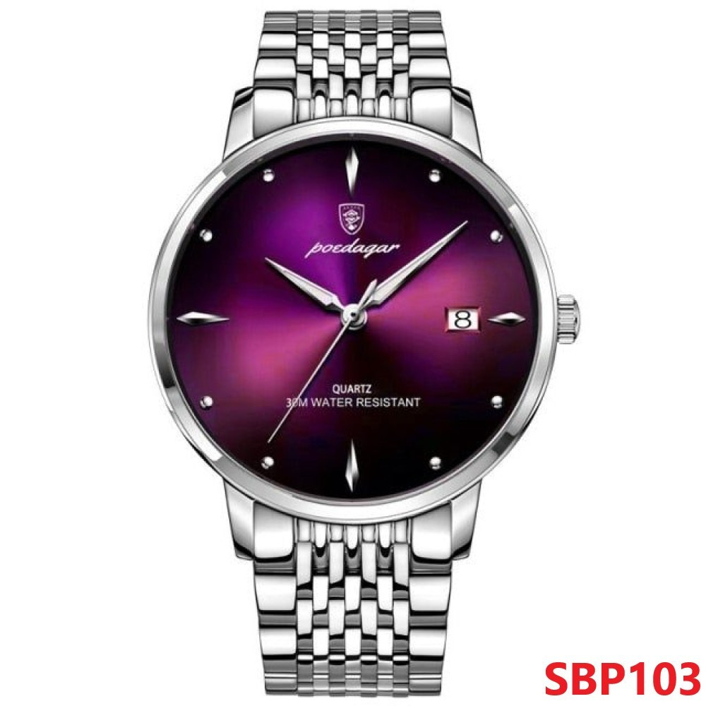 POEDAGAR Men's Watches Luxury Brand Waterproof Calendar Luminous Steel Band Wrist Watches Fashion Business Men's Quartz Watches