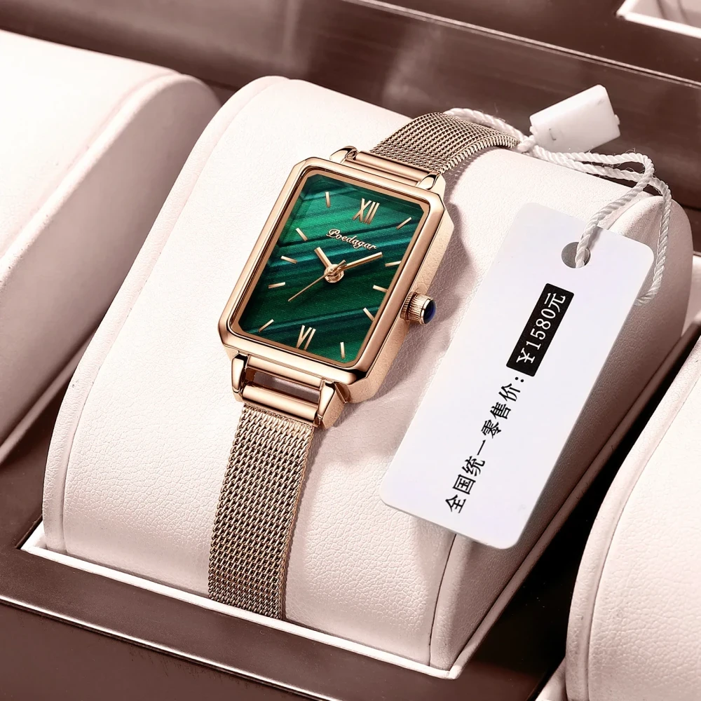 POEDAGAR Women Watches Japan Quartz Movement High Quality Waterproof Ladies Watch Stainless Steel Mesh Rose Gold Simple Clock