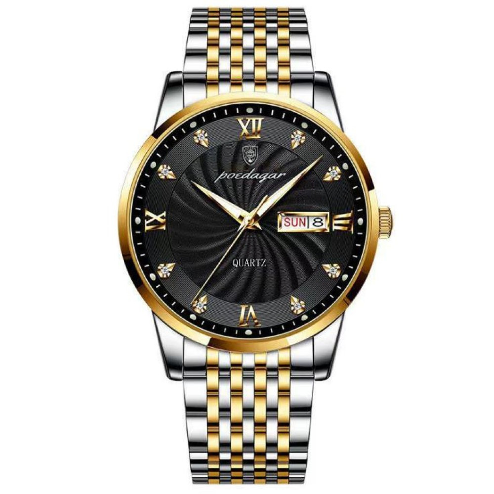 POEDAGAR Men Watch Fashion Luxury Stainless Stain Business Quartz Watches Waterproof Luminous Week Date Men‘s Wristwatch