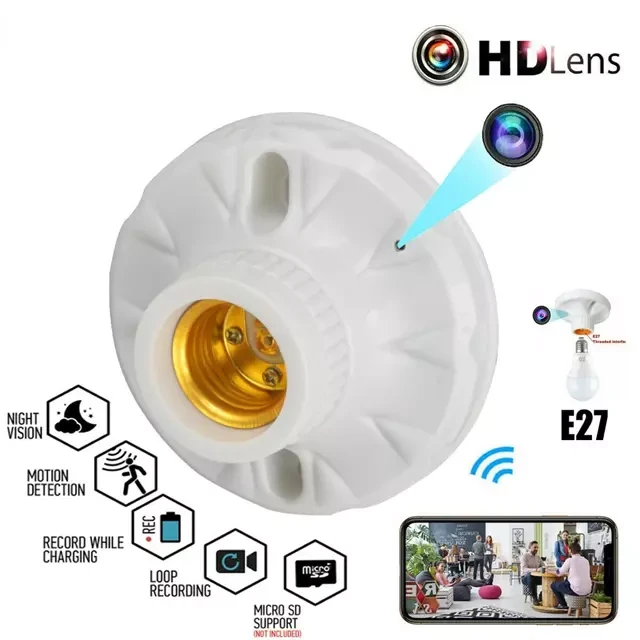 HD WiFi Wireless Bulb Holder Camera