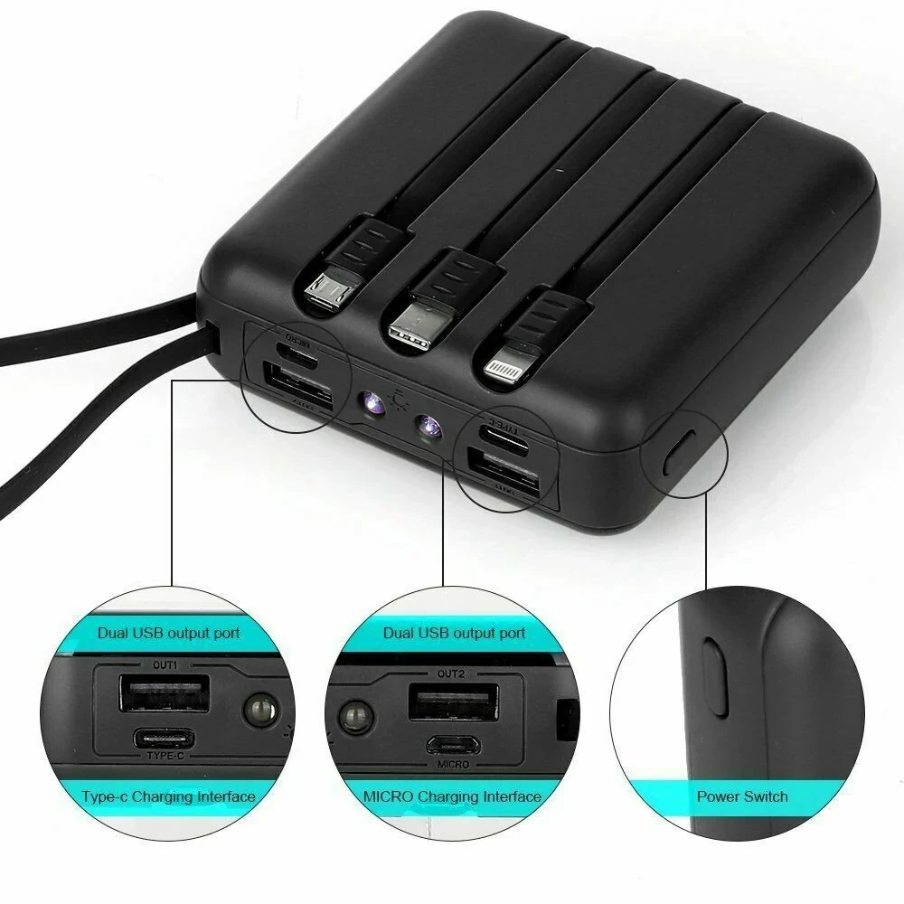 Mini Power Bank, 20000mah Portable Charger Built In 3 Output