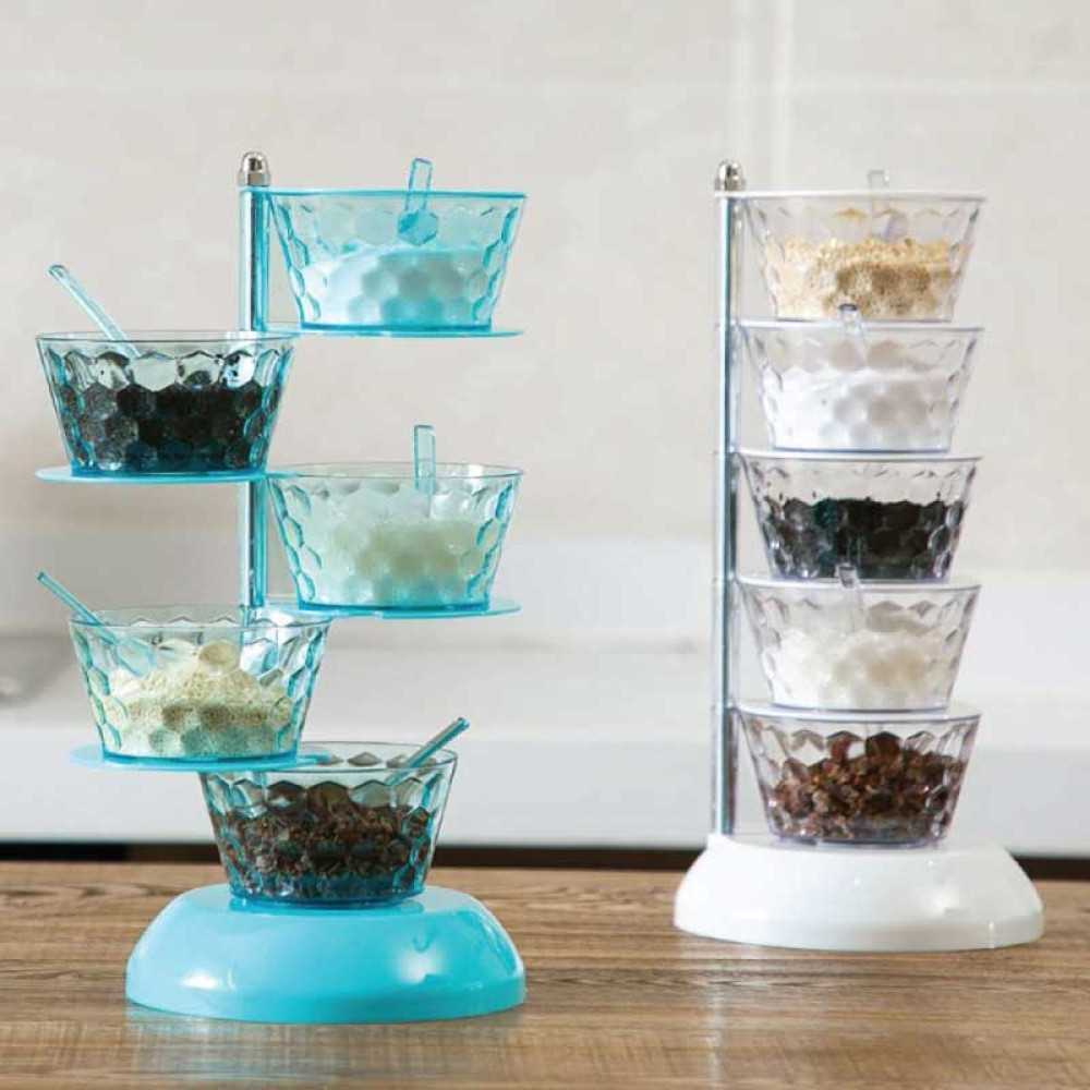 Rotating 5-Tier Kitchen Sugar Salt Pepper Spices Rack Seasoning Storage Box Pot For Condiment Spice Jar Kitchen Accessories