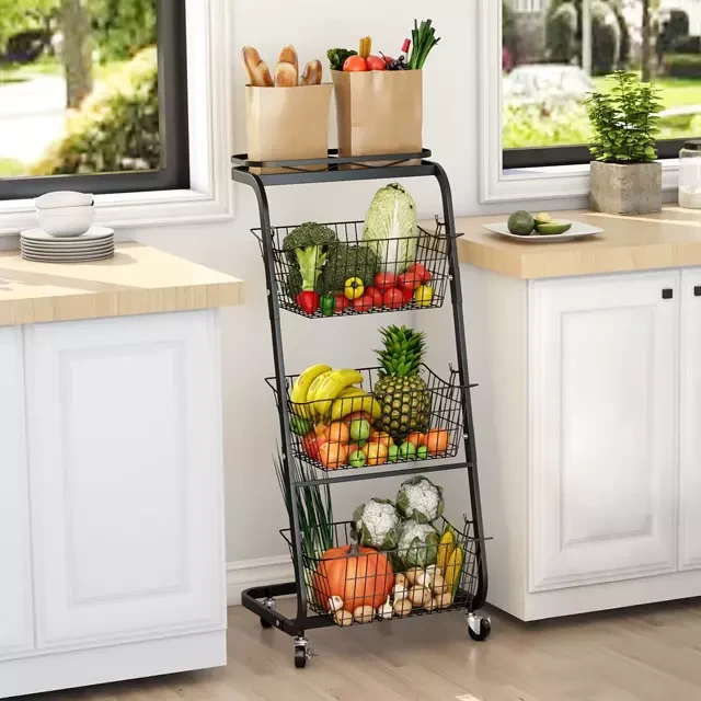 3 Tier Storage Basket with Wheels