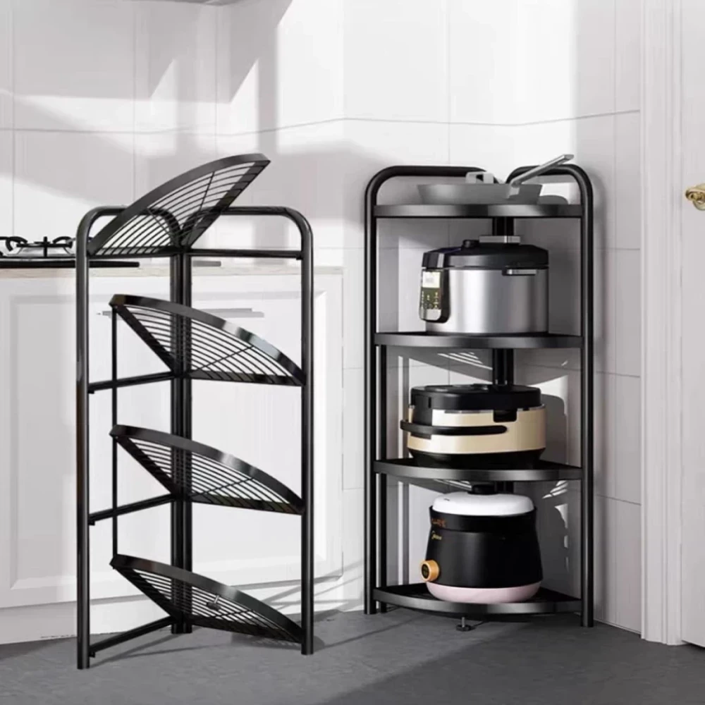 Storage Stand Organizer Foldable Rack Metal Bathroom Kitchen Corner Shelf YR-503 4 Layer Storage