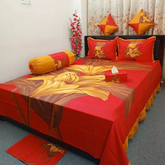 Pitcher flower Design 8 Pcs King Size Bed Sheet Set