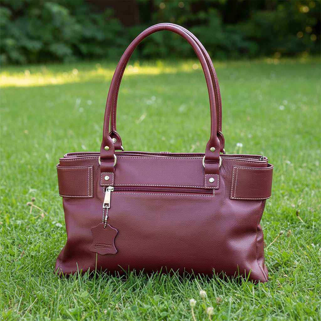 Silver-Buckle Classic Ladies Bag Red Wine