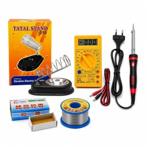 Master 5-in-1 Soldering Combo Kit – 60W Electric Soldering Iron, Digital Multimeter, Iron Stand, Solder Wire Lead & Rosin for Electronics Repair & DIY Projects