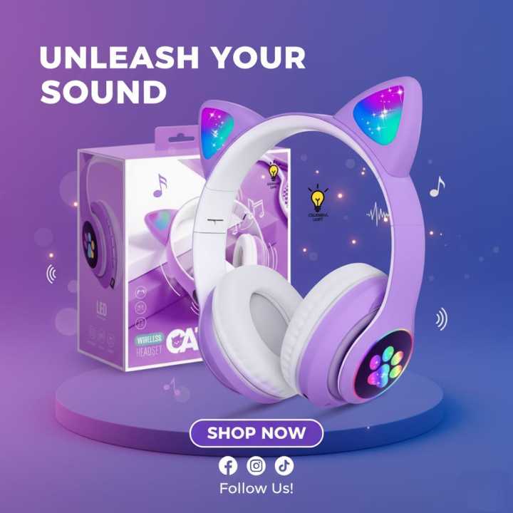 đ§ CAT STN-28 Wireless Headphone â Bluetooth 5.0 with Colorful LED đâ¨