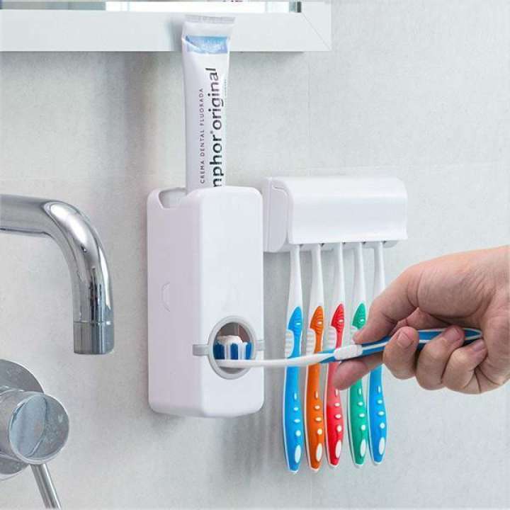 Bathroom Automatic Toothpaste Holder Dispenser Wall Mount Dust-pro