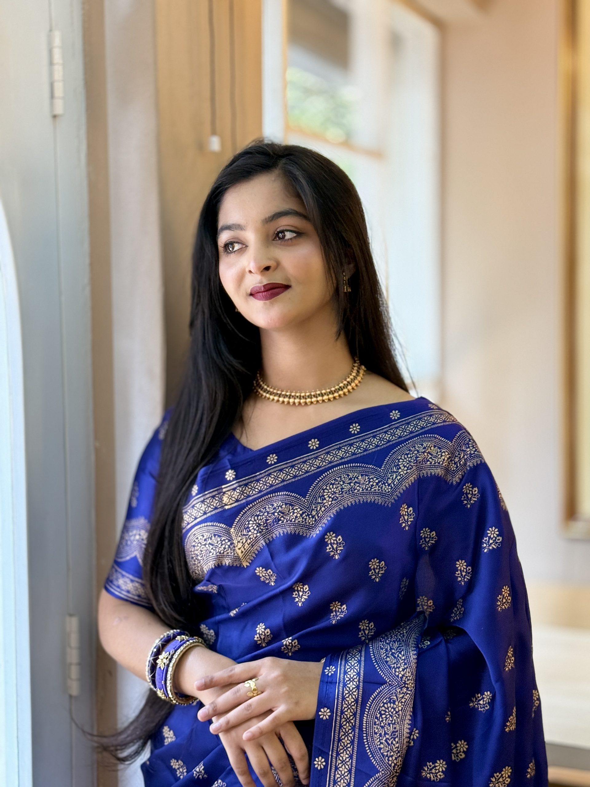 প্রিমিয়াম জাপানি সিল্ক শাড়ী + ম্যাচিং ব্লাউজ পিচ (code-43)